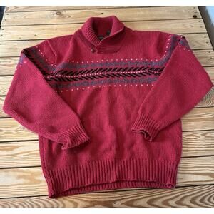 Vintage Neil Martin Shetland Wool One Button Sweater Size Large Men’s Red